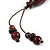 Brown Red Ceramic Bead Tassel Necklace with Brown Cotton Cords - 60cm L - 80cm L (adjustable)/ 13cm Tassel - view 6