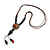Brown/ Green Ceramic Bead Tassel Necklace with Brown Cotton Cords - 60cm L - 80cm L (adjustable)/ 13cm Tassel - view 4