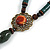 Brown/ Green Ceramic Bead Tassel Necklace with Brown Cotton Cords - 60cm L - 80cm L (adjustable)/ 13cm Tassel - view 5