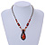 Romantic Floral Glass Pendant with Beaded Chain Necklace (Carrot Red/ Black/ Champagne) - 44cm L - view 2