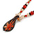 Romantic Floral Glass Pendant with Beaded Chain Necklace (Carrot Red/ Black/ Champagne) - 44cm L - view 4