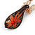 Romantic Floral Glass Pendant with Beaded Chain Necklace (Carrot Red/ Black/ Champagne) - 44cm L - view 5