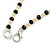Romantic Floral Glass Pendant with Beaded Chain Necklace (Carrot Red/ Black/ Champagne) - 44cm L - view 7