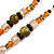 Romantic Floral Glass Pendant with Beaded Chain Necklace (Olive Green/ Black/ Orange) - 44cm L - view 6