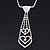 Small Clear Austrian Crystal Double Heart Tie Necklace In Silver Tone Metal - 28cm L/ 17cm Ext /12cm Tie - view 4