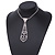 Small Clear Austrian Crystal Double Heart Tie Necklace In Silver Tone Metal - 28cm L/ 17cm Ext /12cm Tie - view 2