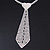 Star Quality Clear Austrian Crystal with Heart Motif Tie Necklace In Silver Tone Metal - 32cm L/ 17cm Ext /16cm Tie - view 4