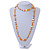 Long Orange/ Yellow Shell/ Transparent Glass Crystal Bead Necklace - 110cm L - view 2