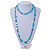 Long Mint Green/ Blue Shell/ Blue Glass Crystal Bead Necklace - 120cm L - view 3