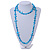 Long Azure Blue Shell/ Sky Blue Glass Crystal Bead Necklace - 115cm L - view 3