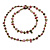Long Olive/ Plum Shell/ Transparent Glass Crystal Bead Necklace - 110cm L - view 5
