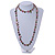 Long Olive/ Plum Shell/ Transparent Glass Crystal Bead Necklace - 110cm L - view 2