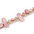 Long Pink/ Peach Shell/ Beige Glass Crystal Bead Necklace - 120cm L - view 7