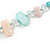 Long Pastel Pink/ Mint Shell/ Transparent Glass Crystal Bead Necklace - 110cm L - view 3