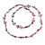 Long White, Purple, Magenta Shell/ Light Grey Glass Crystal Bead Necklace - 115cm L - view 7