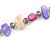 Long White, Purple, Magenta Shell/ Light Grey Glass Crystal Bead Necklace - 115cm L - view 5