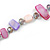 Long White, Purple, Magenta Shell/ Light Grey Glass Crystal Bead Necklace - 115cm L - view 3