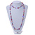 Long White, Purple, Magenta Shell/ Light Grey Glass Crystal Bead Necklace - 115cm L - view 4