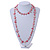 Long Pink Shell and Glass Crystal Bead Necklace - 120cm L - view 4