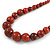 Burnt Orange Ceramic Bead Brown Silk Cords Necklace - Adjustable - 60cm to 70cm Long - view 5