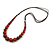 Burnt Orange Ceramic Bead Brown Silk Cords Necklace - Adjustable - 60cm to 70cm Long - view 7