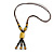 Dusty Yellow Ceramic, Brown Wood Bead with Silk Cords Necklace - 56cm to 80cm Long/ Adjustable - view 3
