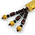Dusty Yellow Ceramic, Brown Wood Bead with Silk Cords Necklace - 56cm to 80cm Long/ Adjustable - view 5