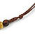 Dusty Yellow Ceramic, Brown Wood Bead with Silk Cords Necklace - 56cm to 80cm Long/ Adjustable - view 7