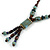 Dusty Light Blue Ceramic, Brown Wood Bead with Silk Cords Necklace - 56cm to 80cm Long/ Adjustable - view 5
