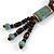Dusty Light Blue Ceramic, Brown Wood Bead with Silk Cords Necklace - 56cm to 80cm Long/ Adjustable - view 6