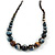 Blue/ White/ Brown Ceramic Bead Brown Silk Cords Necklace - Adjustable - 60cm to 70cm Long - view 2