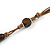 Long Blue, Teal, Brown Ceramic Bead  Light Brown Silk Cord Necklace - 70cm to 90cm Long (Adjustable) - view 8