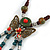 Bronze Tone, Ceramic Bead Butterfly Pendant with Brown Silk Cord Necklace - 72cm L/ 9cm Tassel - view 4