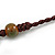 Bronze Tone, Ceramic Bead Butterfly Pendant with Brown Silk Cord Necklace - 72cm L/ 9cm Tassel - view 6