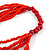 Statement Cherry Red Wood and Fire Red Glass Bead Multistrand Necklace - 78cm L - view 7