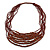 Statement Brown Wood and Glass Bead Multistrand Necklace - 78cm L - view 6