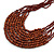 Statement Brown Wood and Glass Bead Multistrand Necklace - 78cm L - view 3