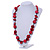 Cherry Red Round and Button Wood Bead Long Necklace - 88cm L - view 2