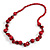 Cherry Red Round and Button Wood Bead Long Necklace - 88cm L - view 3