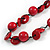 Cherry Red Round and Button Wood Bead Long Necklace - 88cm L - view 4