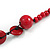 Cherry Red Round and Button Wood Bead Long Necklace - 88cm L - view 6