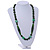 Statement Glass, Resin, Ceramic Bead Black Cord Necklace In Green - 88cm L - view 2