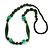 Statement Glass, Resin, Ceramic Bead Black Cord Necklace In Green - 88cm L - view 3