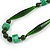 Statement Glass, Resin, Ceramic Bead Black Cord Necklace In Green - 88cm L - view 4