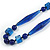 Statement Glass, Resin, Ceramic Bead Black Cord Necklace In Blue - 88cm L - view 4