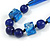 Statement Glass, Resin, Ceramic Bead Black Cord Necklace In Blue - 88cm L - view 5