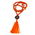 Long Orange Wood Bead Cotton Tassel Necklace - 90cm L/ 15cm Tassel - view 3