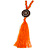 Long Orange Wood Bead Cotton Tassel Necklace - 90cm L/ 15cm Tassel - view 4
