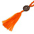 Long Orange Wood Bead Cotton Tassel Necklace - 90cm L/ 15cm Tassel - view 5