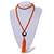 Long Orange Wood Bead Cotton Tassel Necklace - 90cm L/ 15cm Tassel - view 2